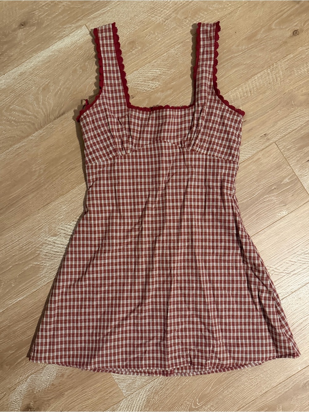 Princess Polly Red Gingham Square Neck Mini Dress